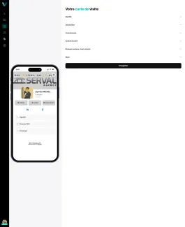 Éditeur de carte de visite digitale VIXEO sur ordinateur avec aperçu mobile en temps réel